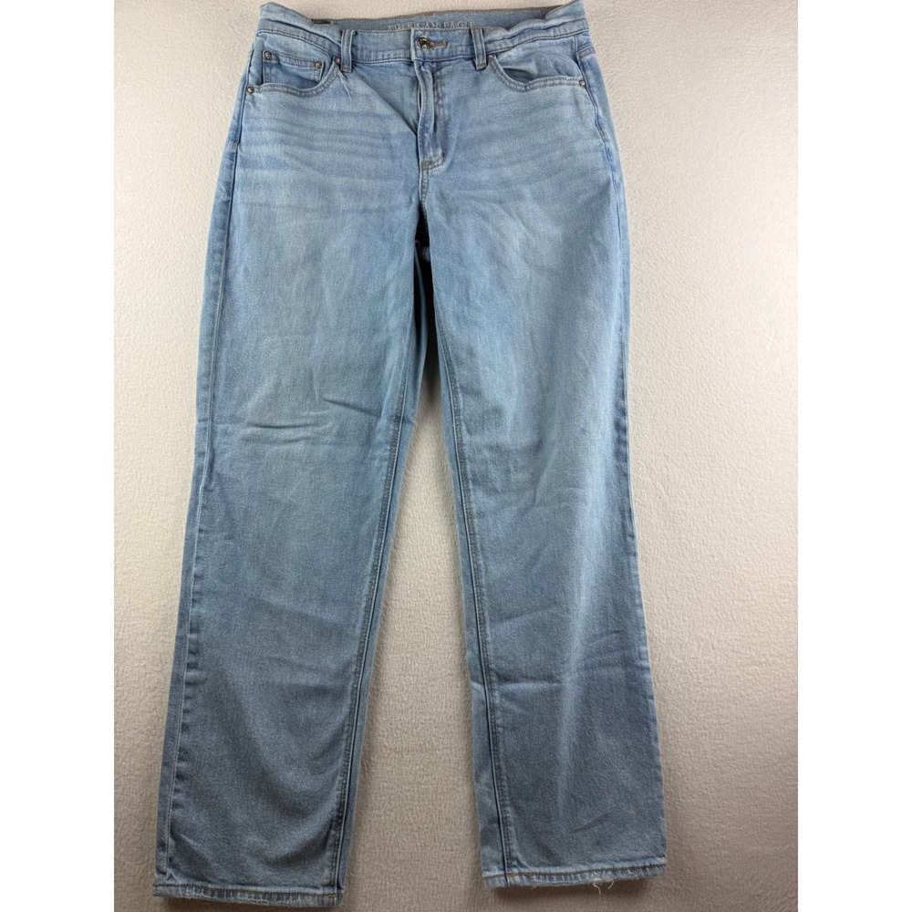 American Eagle Super High-Rise Straight Light Wash Blue Stretch Jeans Womens 12